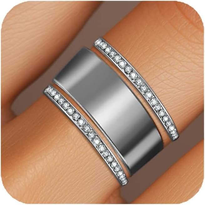 LevyPan 2-Pack 14K Gold Plated Stacking Rings for Oura Ring Gen 4/Gen 3, Cubic Zirconia Simulated oura ring stack Diamond Rings for Women