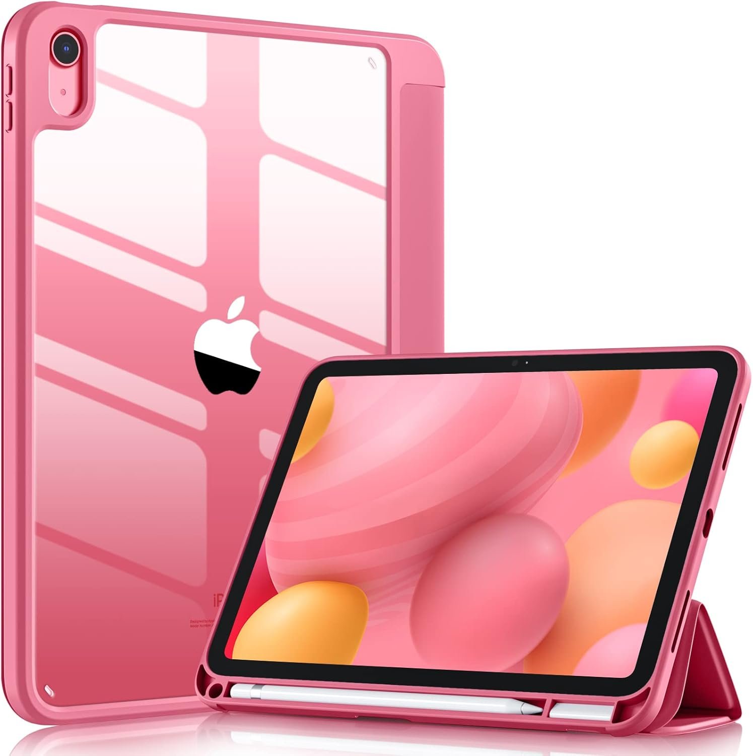 Wenlaty Compatible with iPad (A16) 11th Generation Case 11 Inch 2025, for iPad 10th Generation Case 10.9 Inch 2022 with Pencil Holder, Trifold Stand Protective Cover, Auto Wake/Sleep, Watermelon Pink