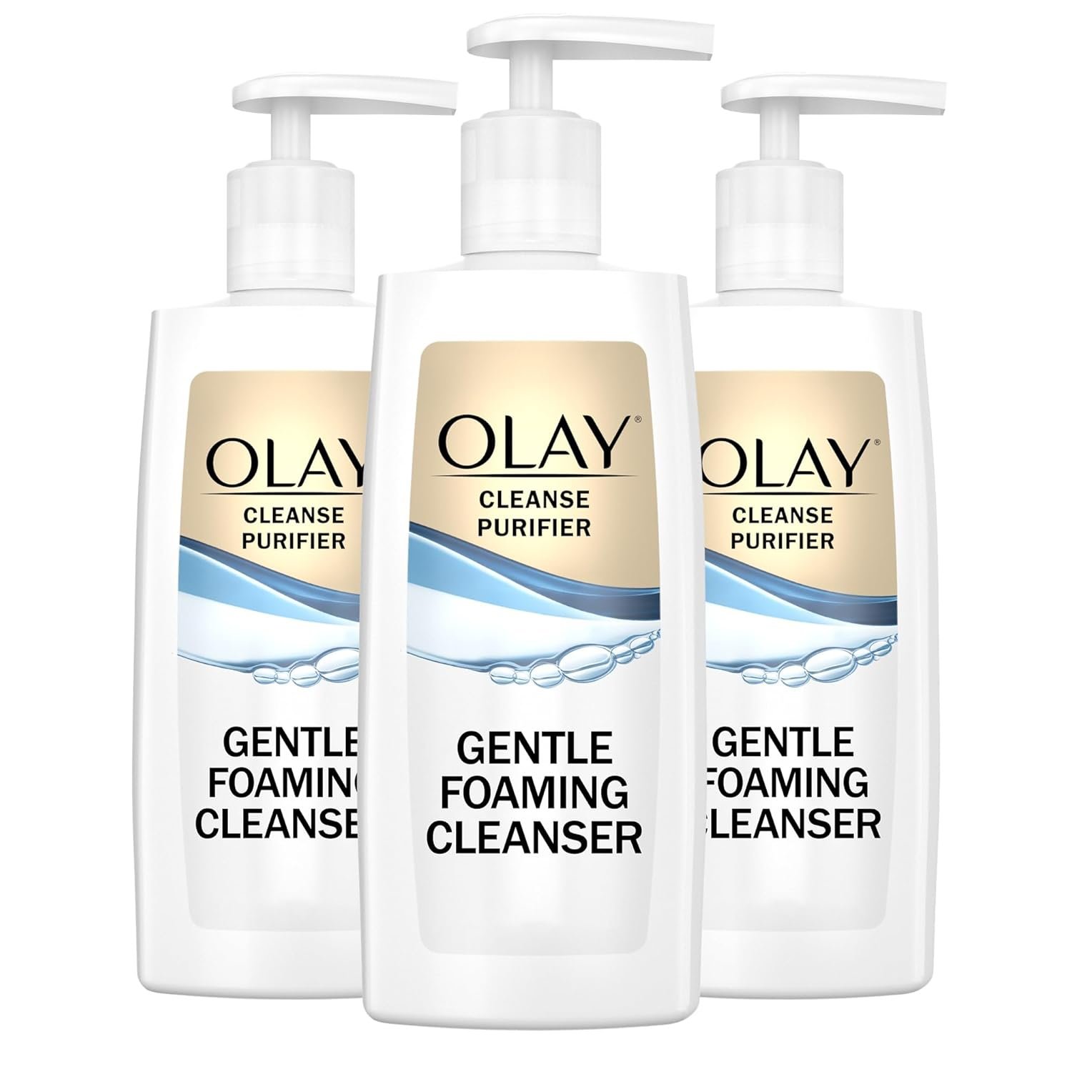 Olay Face Cleanser, Gentle Foaming Face Wash for Sensitive Skin – Fragrance-Free, Oil-Less, Soap-Free, Glycerin-Based Formula, Daily Cleansing without Irritation, 6.7 Oz – 3 Pack