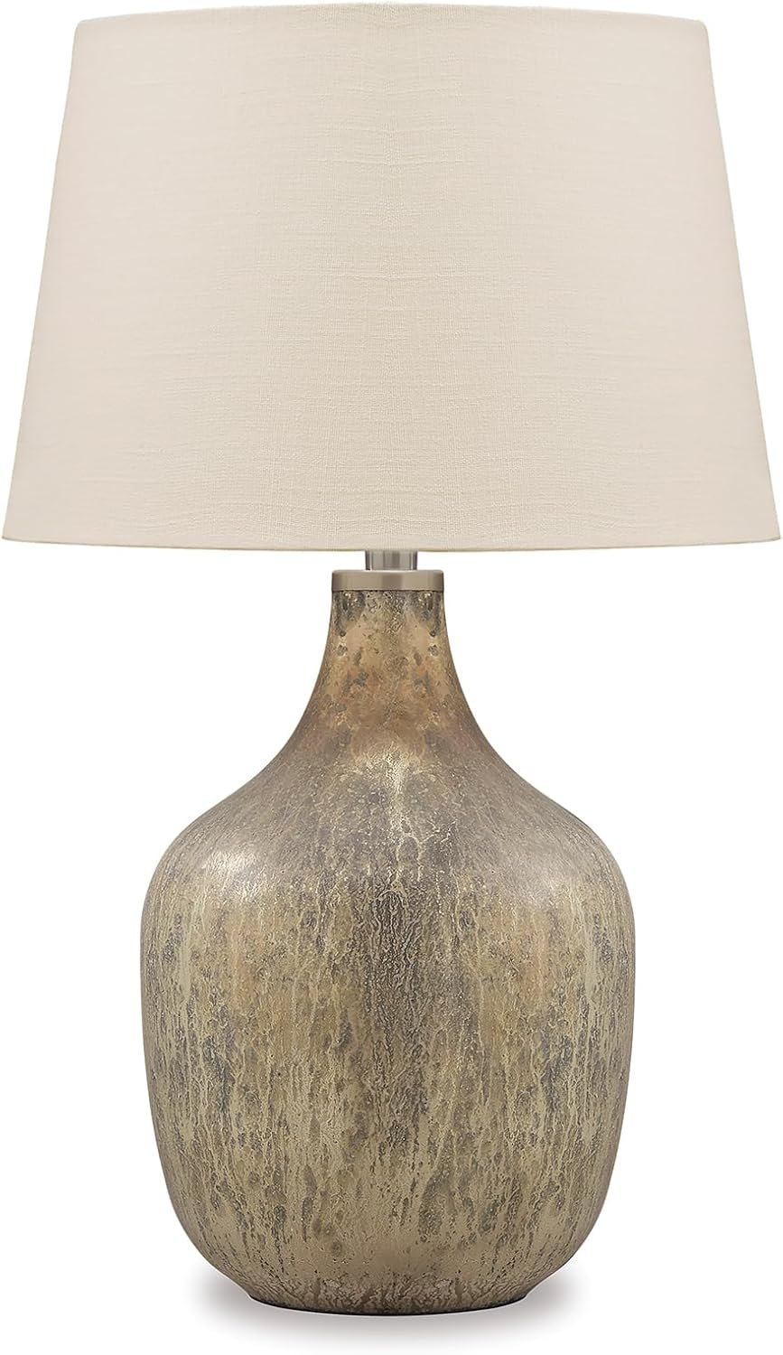 Signature Design by Ashley Mari Contemporary 27.75″ Mercury Glass Table Lamp, Gray & Gold
