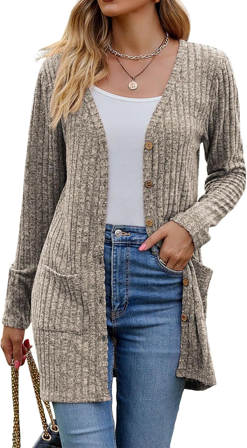 Witsmile Women’s 2025 Fall Fashion Cardigan Lightweight Soft Knit Cardigan for Women Long Sleeve Open Front Coat with Pockets