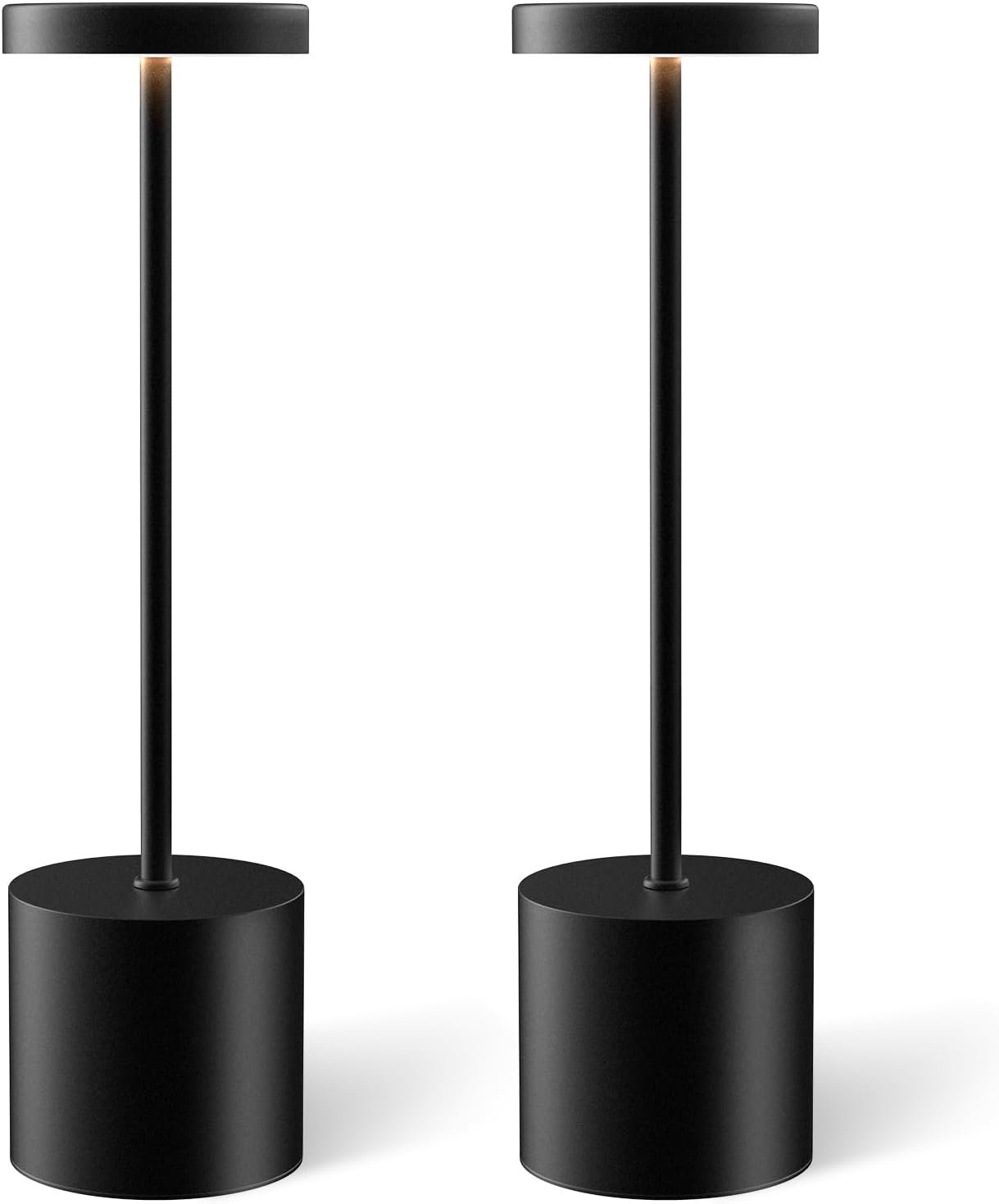 Cordless Table Lamp Set of 2, Rechargeable 5000mAh Battery Powered Outdoor Table Lamps, Portable LED Desk Lamp, 3 Color Dimmable Light for Restaurant, Patio, Bedroom, Bedside Night Lamp(Black)
