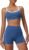 Two Piece Women Workout Sets Color Block Sports Bra and Scrunch Butt Lifting Shorts Gym Yoga Active Wear Outfits