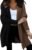 Astylish Women 2025 Fall Outfits Open Front Long Sleeve Hooded Knit Cardigan Sweaters Color Block Outwear Coats