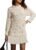 MISSACTIVER Women’s Cable Knit Sweater Dress Causal Crew Neck Long Sleeve Patchwork Pleated Knit Pullovers Mini Dresses Off-White